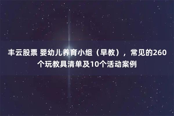 丰云股票 婴幼儿养育小组（早教），常见的260个玩教具清单及10个活动案例